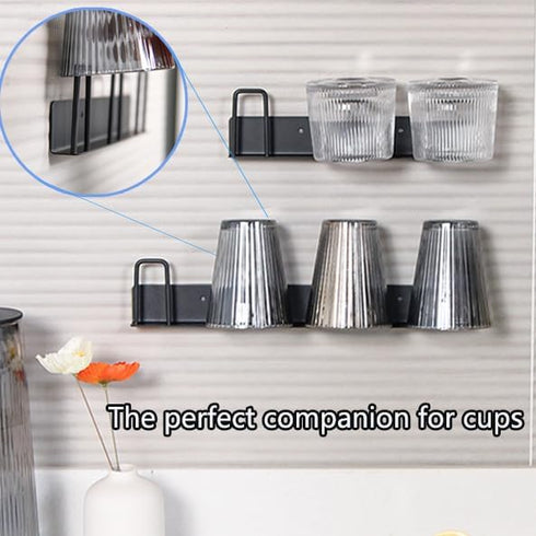 Mug Holder (2pcs) - Wall-Mounted Storage Hooks, Metal, 4 Cup Holders, Max 10kg Load, for Kitchen, Living Room, Office...