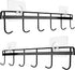 2Pcs Kitchen Utility Hooks,Wall Mount Kitchen Utensil Rack with 6 Hooks,Wall Mounted Rail,No Drilling Kitchen Utensil Holder,Space Saving Kitchen ...
