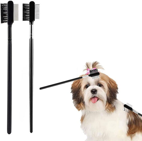 Black Dog Combs Head Brush Cleaning Tear Stain Remover Kitten Puppy Pet Eye Comb Pet Products for Small Cat Dog Double-Sided Comb Brush Pets Groom...