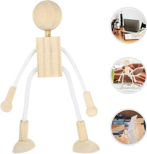 4 pcs Unfinished Wooden Robot Peg Dolls Wooden Figures People Bodies for DIY Painting Supplies Peg Dolls...