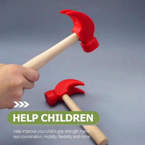 3 Pcs Wooden Hammer Toys Simulation Hammers Model Small Maintenance Tools for Kids (Red+Green)...