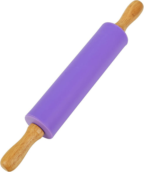Koogel Rolling Pin for baking, 12 Inch Non-Stick Silicone Handle Rolling Pin for Kids Kitchen Activity...