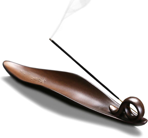 9" Length Incense Stick Holder with 3 Holes, Ceramic Incense Ash Cather for Counters, Meditation Room, Yoga, Home, Office (Brown)...