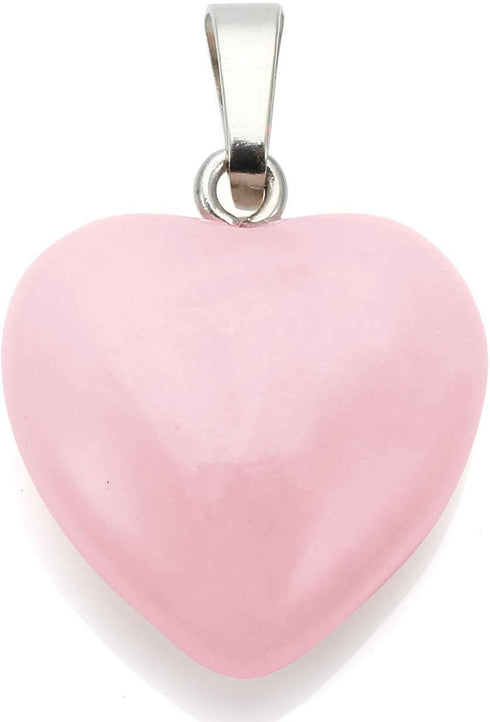 Jovivi Natural Rose Quartz Crystal Heart Necklace Love Heart Shaped Healing Stone Chakra Reiki Pointed Gemstone Necklace Mothers Day Gifts...