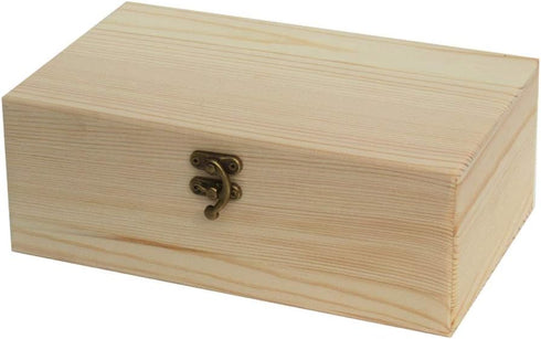 Zhou Pine Wood Storage Box - Natural DIY Accessories Set with Hinged Lid and Front Buckle, Perfect for Art Lovers and Family Collections...