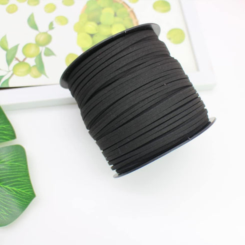 Black Faux Leather Cord for Jewelry Making 100 Yards 2.6mm Thin Suede String Rope for Bracelet DIY Crafting Cord for Necklace-Dream Catcher Suppli...