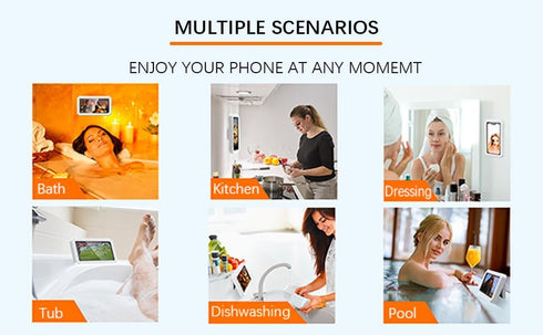 Shower Phone Holder Waterproof 480° Rotation Adjustable Phone Stand Case Mount for Bathroom Bathtub Kitchen Wall, Anti-Fogging Shower Phone Case, ...