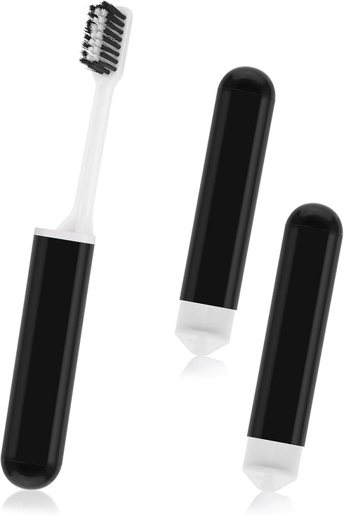 Sibba Travel Toothbrushes Cover Case Holders Kit Soft Bristles Tooth Brushes Mini Size Portable Small Folding Pack Supplies Tiny Set Compact Wrapp...