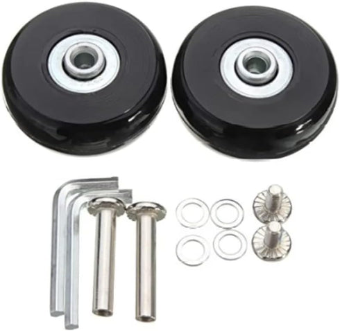 Set of 2pcs 54mm Mute Wear-Resistant Luggage Suitcase Double Type Replacement Wheels Kit Inline Outdoor Skate, Rubber Swivel Caster Wheels 6x50mm ...