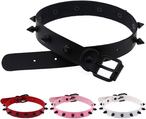 Unisex Multicolor Simulated Leather PU Punk Rock Gothic Black Spiked Rivets Choker Collar Necklace...