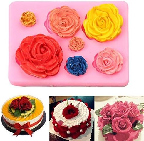 2PCS Rose Flowers silicone molds Cake Chocolate Mold wedding Cake Decorating Tools Fondant Sugarcraft Cake Molds...