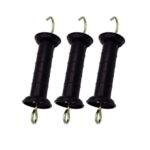 3 Pcs Plastic Electric Fence Gate Handle Insulators, Gate Handle with Spring (Black)...