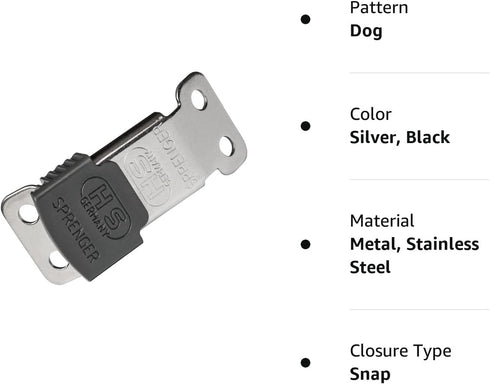 Herm Sprenger ClicLock Fastener Stainless Steel Buckle for Prong Dog Training Collar & Quick Release with Easy Buckle for Medium Large Dogs (3.0/3...
