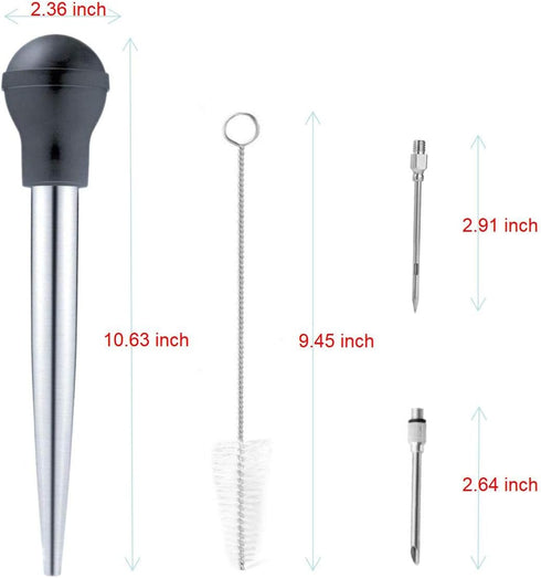 Turkey Baster for Cooking, Stainless Steel Turkey Baster Syringe with Cleaning Brush and Marinade Injector, Black...