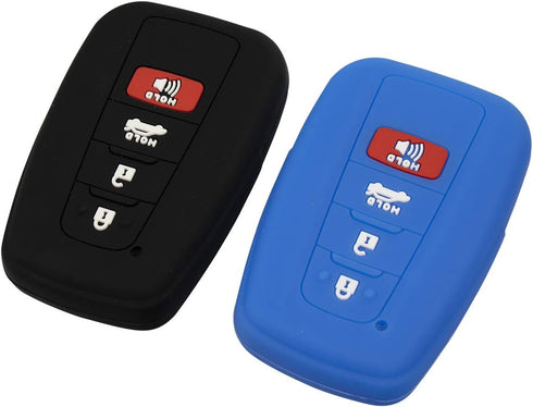 Lcyam Silicone Key Fob Cover Compatible with Toyota 4Runner RAV4 XLE Highlander XSE Camry SE Prius CHR Corolla ( Black Blue, 4 Button)...