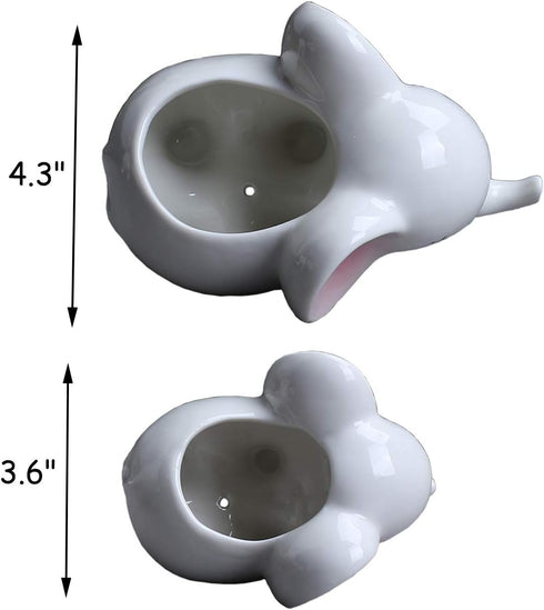 Ogrmar 2PCS Elephant Plant Window Boxes Cute Elephant Flower Pot/Modern White Ceramic Succulent Planter Pots/Tiny Flower Plant Containers Animal D...