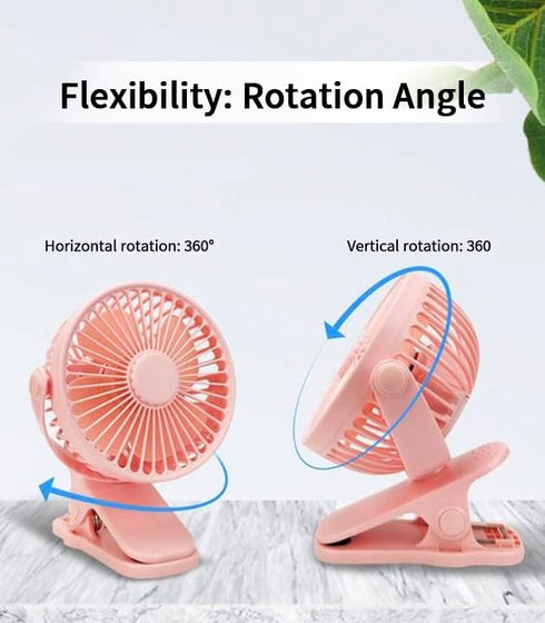 Mini Clip on Fan Battery Operated, 2500mAh 4 Inches Portable Personal Fan for Outdoors, Baby Stroller,Car Seat,Gym - Pink...