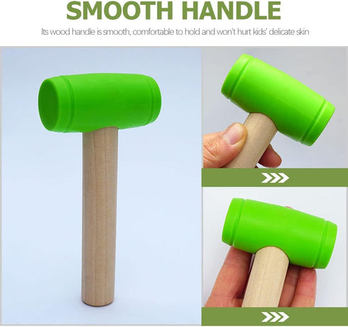3 Pcs Wooden Hammer Toys Simulation Hammers Model Small Maintenance Tools for Kids (Red+Green)...