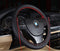 Genuine Leather Auto Car Steering Wheel Cover Stitch On Wrap,Anti Slip Universal 15 Inch,Balck and Red...