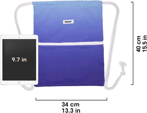 WANDF Drawstring Backpack String Bag Sackpack Cinch Water Resistant Nylon for Gym Shopping Sport Yoga (Blue)...