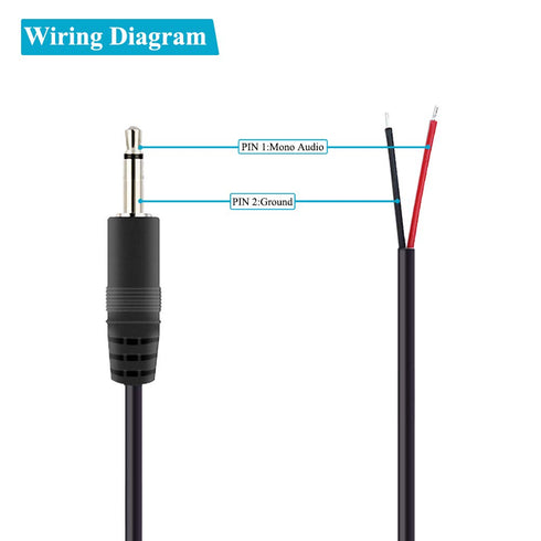 Fancasee 2 Pack 6 ft Replacement 3.5mm Male Plug to Bare Wire Open End TS 2 Pole Mono 1/8" 3.5mm Plug Jack Connector Audio Cable Repair...