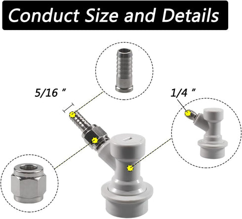 PERA Corny Keg Ball Lock Gas Disconnect MFL 1/4, Include 5/16 Swivel Nuts, 2 Free Worm Clamps for Homebrewing...
