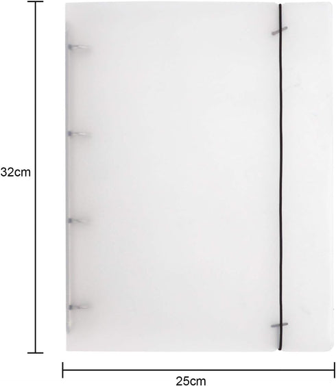 Clear A4 Loose Leaf Binder Cover Protector Blank 4-Holes Round Ring File Folder Binder Organizer Hardcover Binder Planner for Notebook Diary Journ...