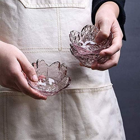 4pcs Glass Sakura Shape Small Seasoning Dishes Dipping Bowls Appetizer Plates,3.4inch...