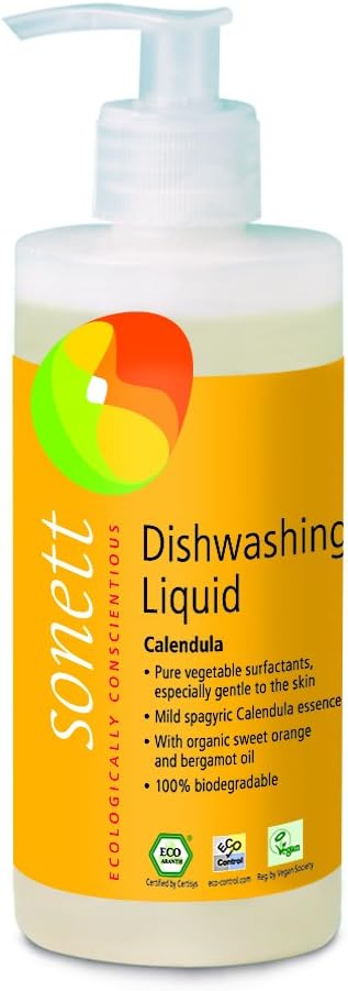 Sonett Organic Dishwashing Liquid (1 Count Calendula, 10 Fl.Oz) Certified Organically Grown...