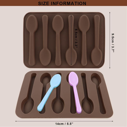 2 Pack Spoon Shaped Chocolate Molds 6 Cavities Silicone Spoon Mold Candy Making Molds DIY Specialty Bakeware Candy Cane Spoons Mold Handmade Choco...