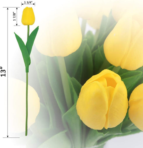 BOMAROLAN Artificial Tulip Fake Holland Mini Tulip Real Touch Flowers 24 Pcs for Wedding Decor DIY Home Party (Yellow)...