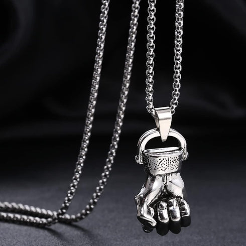 Men's Punk Pendant Necklace Jewelry for Men with 23.6'' Stainless Steel Square Pearl Chain...