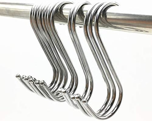 6 Pack 4.8 Inch Heavy Duty Solid Stainless Steel S Hook S Shape Durable Hanging Hooks for Heavy Items Tools, Auto Parts, Bicycle, Tires, Hoses....