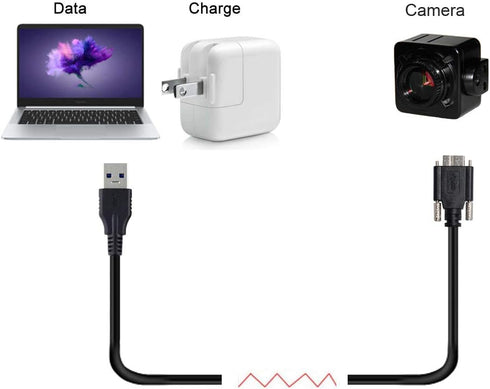 cablecc USB 3.0 A Type Cable Male to Micro USB 3.0 B Male with Mount Panel Screws for Hard Disk Mobile Phone 3M...
