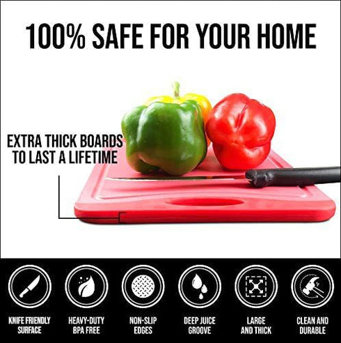 Raj Plastic Cutting Board Reversible Cutting board, Dishwasher Safe, Chopping Boards, Juice Groove, Large Handle, Non-Slip, BPA Free (Small (11.42...