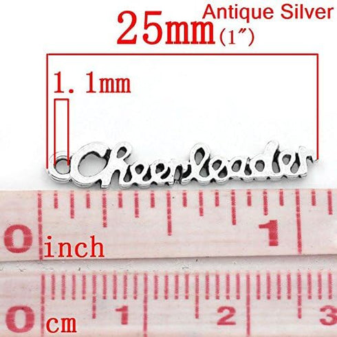 JGFinds Cheerleader Charms and Pendants - 30 Pieces, Cheerleader Charms, 27mm x 5mm (1 1/8" x 1/8"), Silver Tone, DIY Cheerleader Gifts and Jewelr...