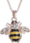 Elegent Crystal Yellow Little Bee Colored Glaze Drip Honey Bee Little Bumblebee Pendant Necklace...