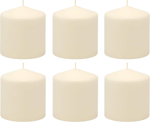 Stonebriar 6 Pack Tall 3 x 3 Inch 18 Hour Long Burning Unscented Ivory Wax Pillar Candles...