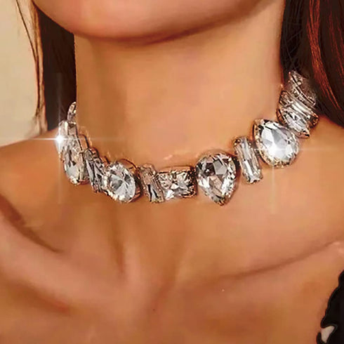 Crystal Chokers Silver Choker Necklace Rhinestone Neck Chain Bling Neck Jewelry Prom Accessories for Women and Girls...