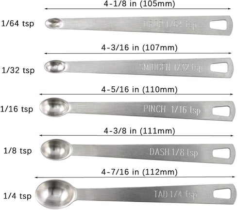 1Pack Mini Measuring Spoons Set, Heavy Duty Stainless Steel Teaspoon for Cooking and Baking, Suitable for Small Amount of Dry or Liquid Ingredient...