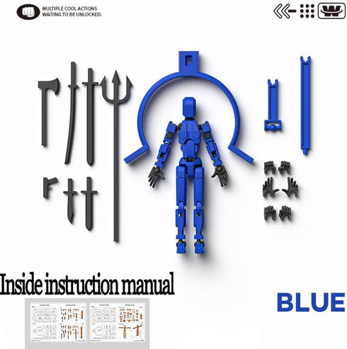 T13 Action Figure Set 3D Printed Multi-Jointed Movable T13 Lucky 13 Dummy 13 Nova 13 Robot 13 Action Figure (Blue)...