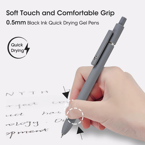 FIOVER Gel Pens,6Pcs Pens Fine Point Smooth Writing Pen, 0.5mm Black Gel Ink Pens High-End Series Pens Ballpoint, Pens for Journaling Note Taking,...