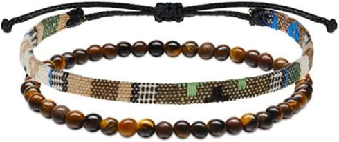 2Pcs Boho Surfer Ankle Bracelet for Women Men Adjustable Beaded Anklets Unisex Handmade Braided Bracelet Waterproof Beach Jewelry...