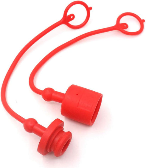 Hydraulic Coupler Dust Cap Plug Set 1/2 ISO-B,CEKER Hydraulic Dust Covers Male Female Quick Connects Fittings,Red Cap with Retention Ring Keeps Ca...