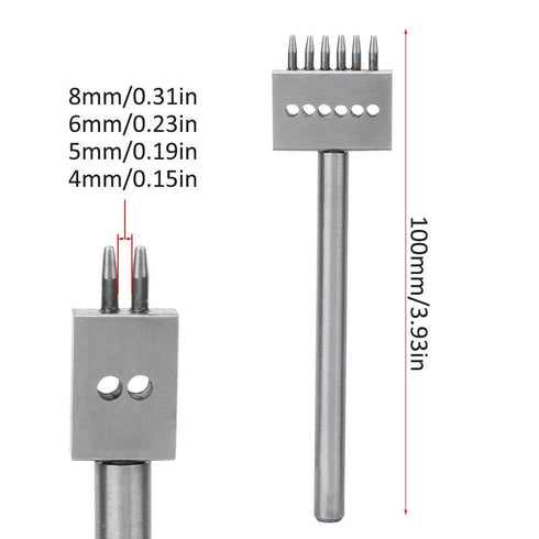 3Pcs 2/4/6 Leather Stitching Punch Prong Steel Leather Craft Tool DIY Lacing Stitching Punch Tool with 4/5/6/8mm Pitch(6mm Pitch)...