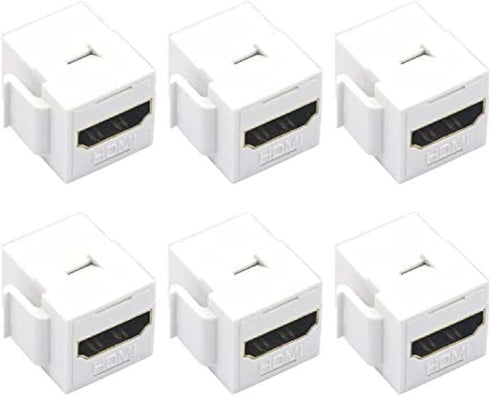 VCE 4K HDMI Keystone Jack 6-Pack, HDMI Female to Female Adapter HDMI Coupler Snap-in for Keystone Wall Plate, White...