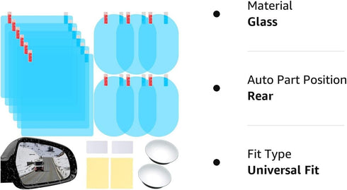 Boao 16 Pieces Car Waterproof Film Anti Rain Mirror Film Waterproof Car Blind Spot Side View Mirror Film Frameless Convex Rear View Mirror Rainpro...