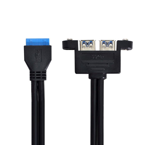 chenyang USB 3.0 Front Panel Header 19/20Pin 1 Male to 2 USB 3.0 Female Panel Port Extension Cable 1.64ft with Panel Mount Screw...