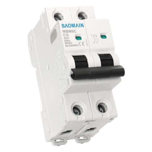 Baomain 16A AC Miniature Circuit Breaker, AC 400V 50Hz 6000A 2 Pole C65 MCB DIN Rail Mounting,MBM6C...