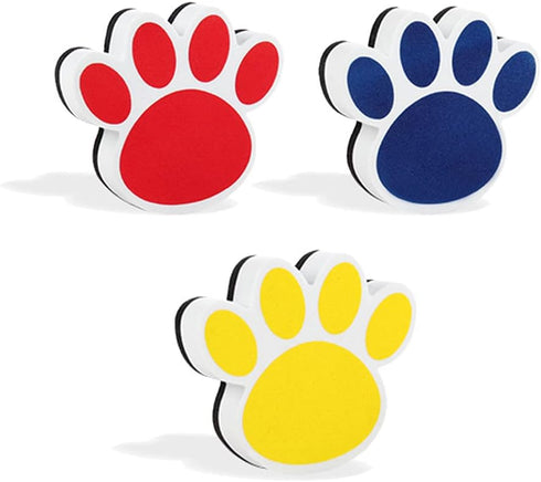 3PCS Magnetic Dry Erasers, Mini Footprint Whiteboard Eraser, Thick Felt Bottom Surface Glass Blackboard Duster, Animal Pattern Wiper for Classroom...